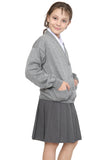 Girls School Uniform Grey Fleece Sweat Cardigan With Front Buttons and Pockets