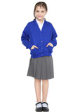 Girls School Uniform Royal Blue Fleece Sweat Cardigan With Front Buttons and Pockets
