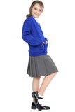 Girls School Uniform Royal Blue Fleece Sweat Cardigan With Front Buttons and Pockets