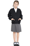 Girls School Uniform Black Fleece Sweat Cardigan With Front Buttons and Pockets