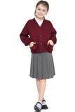 Girls School Uniform Wine Fleece Sweat Cardigan With Front Buttons and Pockets