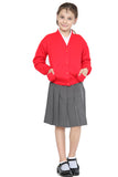 Girls School Uniform Red Fleece Sweat Cardigan With Front Buttons and Pockets