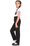 Girls School Uniform Black Half Elastic Waist Smart Fit Comfortable Trousers Formal Pant