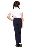 Girls School Uniform Navy Half Elastic Waist Smart Fit Comfortable Trousers Formal Pant