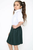 Girls School Uniform Skirt Box Pleated Elasticated Waist -Green