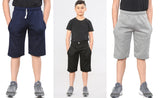 Boys Kids Plain Fleece Shorts PE Sports Jogging Casual Wear