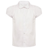 Pack of 2 Girls White Shirred Detail School Uniform Blouse Short Sleeve Shirt