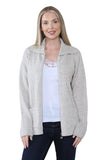 Ladies Plus Size Zip Cardigan Women Zipped Cable Knit Long Sleeve Pocket Jumper