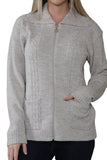 Ladies Plus Size Zip Cardigan Women Zipped Cable Knit Long Sleeve Pocket Jumper