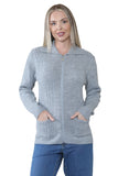 Ladies Plus Size Zip Cardigan Women Zipped Cable Knit Long Sleeve Pocket Jumper