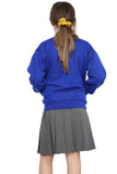 Girls School Uniform Royal Blue Fleece Sweat Cardigan With Front Buttons and Pockets