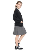 Girls School Uniform Black Fleece Sweat Cardigan With Front Buttons and Pockets