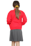 Girls School Uniform Red Fleece Sweat Cardigan With Front Buttons and Pockets