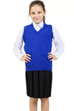 Girls Knitted Tank Top V Neck Sleeveless Jumper School Uniform Smart Comfortable- Royal Blue