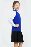 Girls Knitted Tank Top V Neck Sleeveless Jumper School Uniform Smart Comfortable- Royal Blue