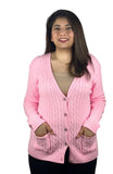 Womens Full Cable Knit Cardigan Button Long Sleeve Jumper Sweater