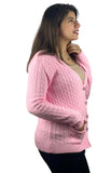 Womens Full Cable Knit Cardigan Button Long Sleeve Jumper Sweater