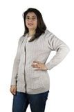 Cable Knit Long Sleeve Open Front Knitted Button Cardigan Pocket Jumper Sweater Top