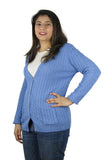 Womens Full Cable Knit Cardigan Button Long Sleeve Jumper Sweater