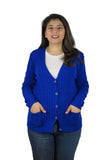 Womens Full Cable Knit Cardigan Button Long Sleeve Jumper Sweater