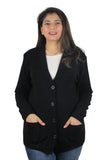 Womens Plain Long Sleeve Open Front Knitted Button Cardigan Pocket Sweater Top