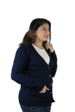 Womens Full Cable Knit Cardigan Button Long Sleeve Jumper Sweater