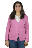 Womens Full Cable Knit Cardigan Button Long Sleeve Jumper Sweater