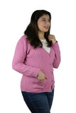 Womens Full Cable Knit Cardigan Button Long Sleeve Jumper Sweater