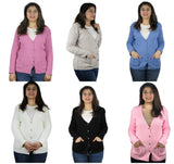 Womens Full Cable Knit Cardigan Button Long Sleeve Jumper Sweater