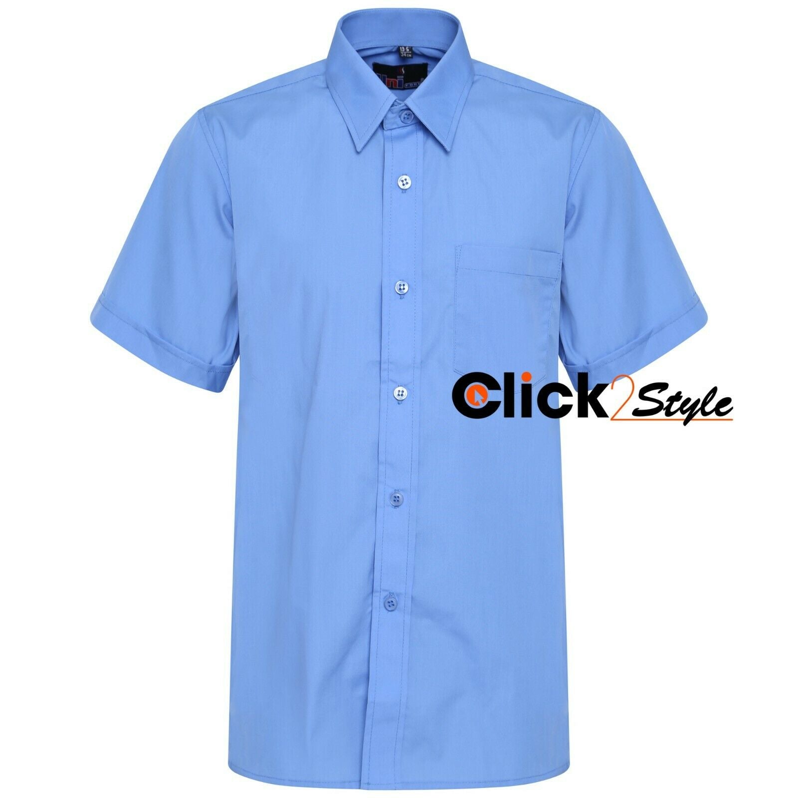 Boys Children Kids School Uniform Shirt Short Sleeve Blue Colour