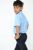 Boys Blue Short Sleeve Shirt Kids School Uniform Polycotton Age 2-18 Years