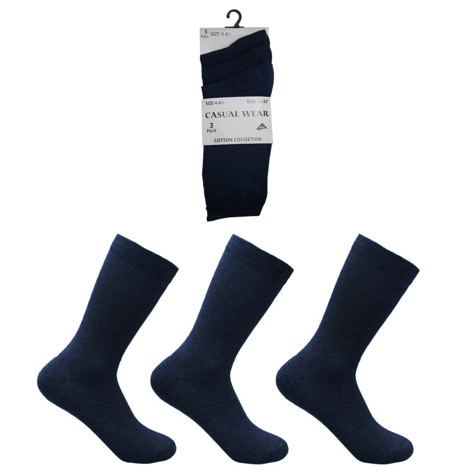 Unisex Girls Boys Kids School Uniform Ankle Socks 6 Pairs Plain Navy