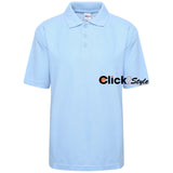 Unisex Kids Polo Shirts Plain Polo T Shirt Boys Girls Polo School Uniform - Sky Blue