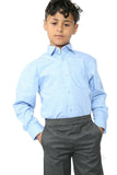 Boys Blue Long Sleeve Shirt Kids School Uniform Polycotton