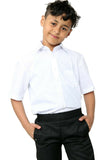Boys White Short Sleeve Shirt Kids School Uniform Polycotton Durable Fabric