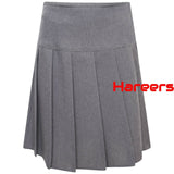 School Uniform All Round Knife Pleated Girls Skirt with Side Zip Closure -Grey