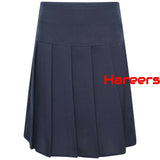 School Uniform All Round Knife Pleated Girls Skirt with Side Zip Closure -Navy