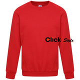 Kids Children Unisex School Uniform Plain Fleece Sweat Jumper Pullover -Red