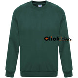 Kids Children Unisex School Uniform Plain Fleece Sweat Jumper Pullover -Green