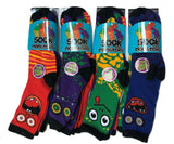 Girls Boys Ankle School Socks 6 Pairs Children Kids All Size Soft Daily Socks Monsters Pattern