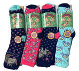 Girls Boys Ankle School Socks 6 Pairs Children Kids All Size Soft Daily Socks Daydreams Pattern