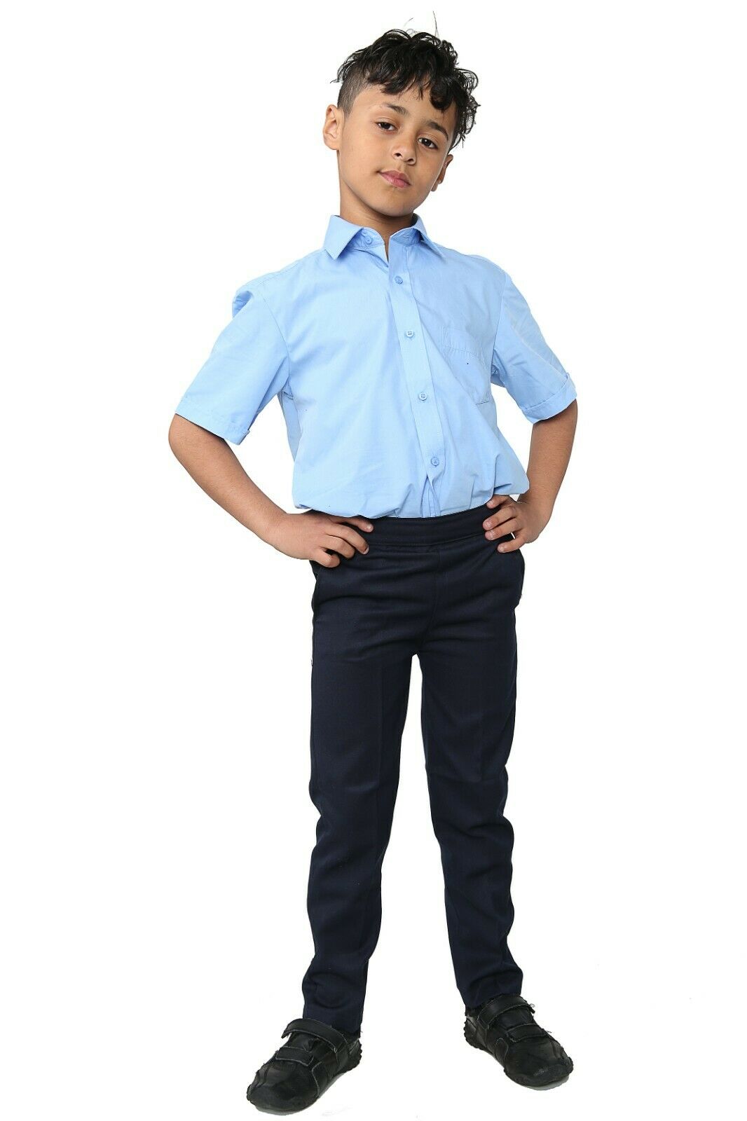 Copy of Age 2-10 Boys Pull Up Elasticated Back School Trousers Easy Wear -Navy
