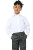 Boys White Long Sleeve Shirt Kids School Uniform Polycotton Durable Fabric