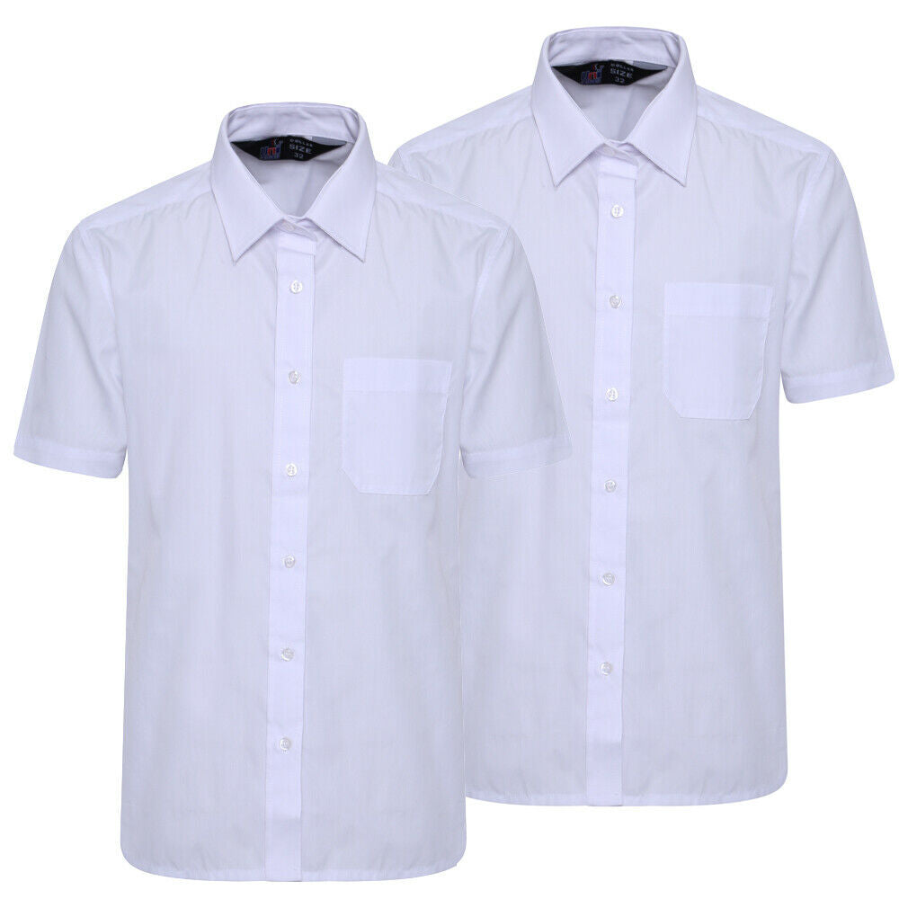 Pack of 2 Boys Children Kids School Uniform Shirt Short Sleeve White Colour