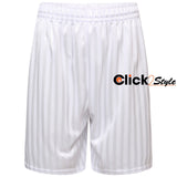 Unisex PE School Shadow Stripe Shorts Boys Girls Adult Football Gym Sports Short -White