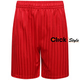 Unisex PE School Shadow Stripe Shorts Boys Girls Adult Football Gym Sports Short -Red