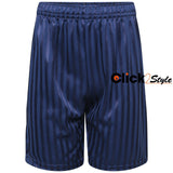 Unisex PE School Shadow Stripe Shorts Boys Girls Adult Football Gym Sports Short -Navy Blue
