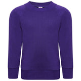 Kids Children Unisex School Uniform Plain Purple Fleece Sweat Shirt