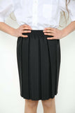 Girls School Uniform Skirt Box Pleated Elasticated Waist -Black