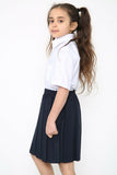 Girls School Uniform Skirt Box Pleated Elasticated Waist -Navy